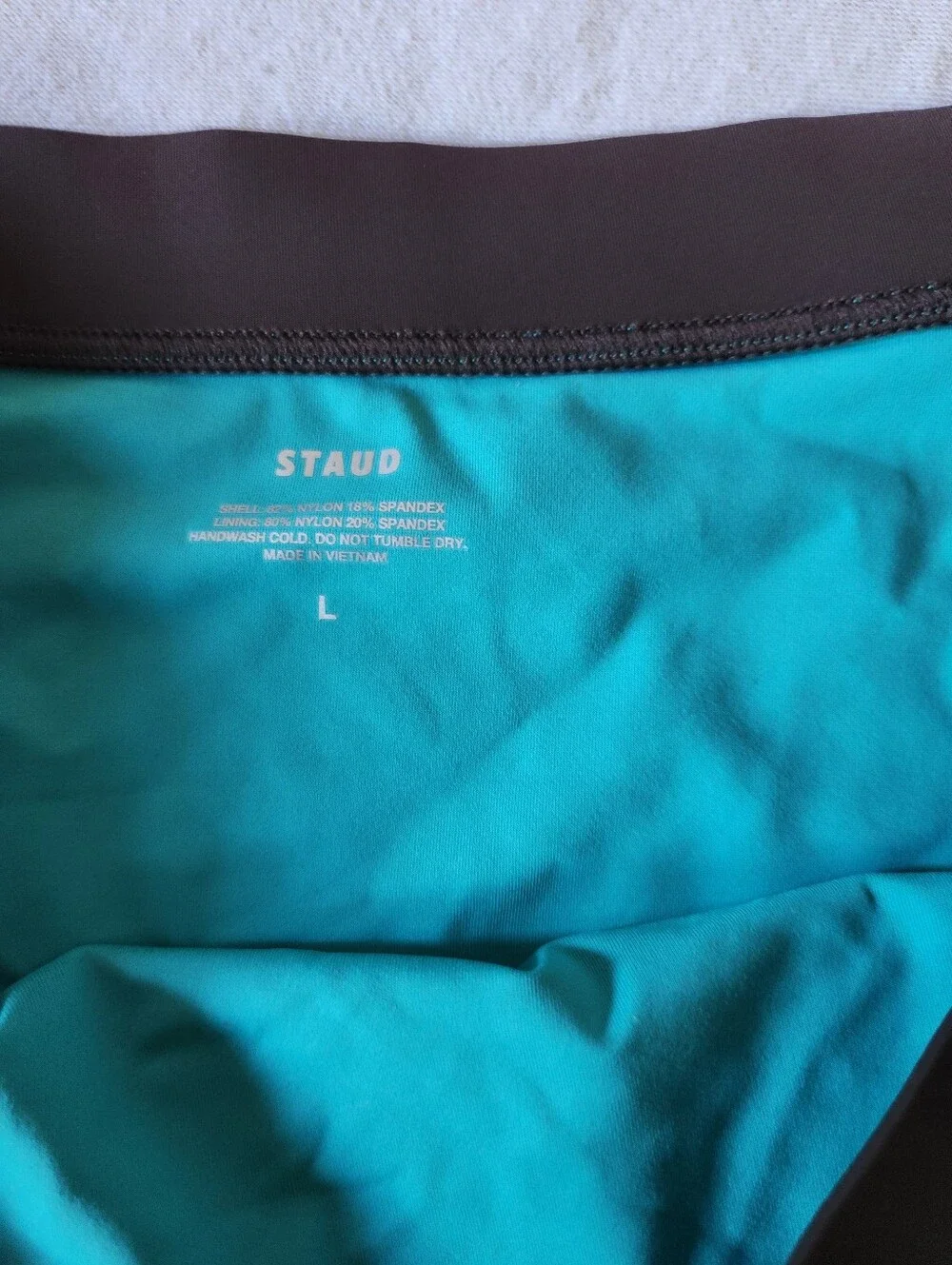 NWT STAUD Devon High Rise Bikini Bottom L Teal Chocolate Brown $95